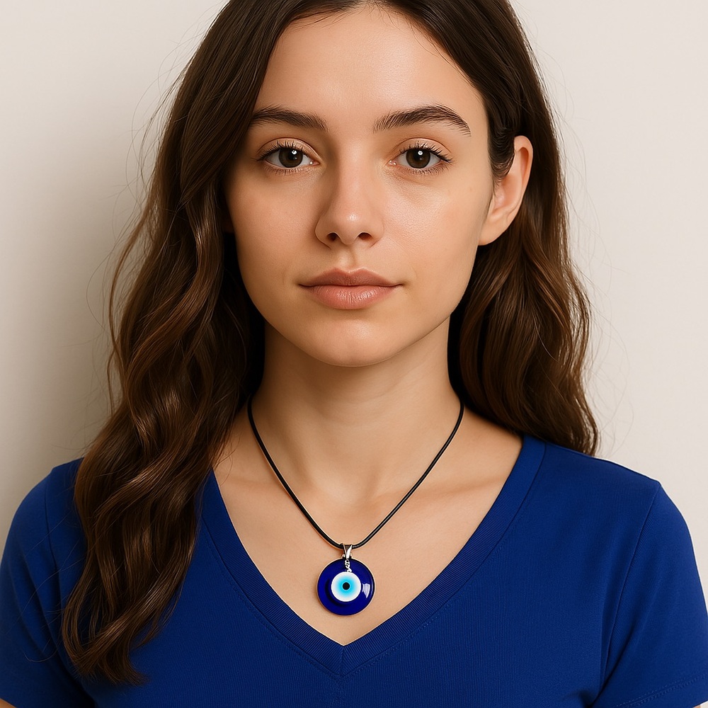 Evil Eye Pendant Cord Necklace Hand Crafted New - Picture 2 of 11